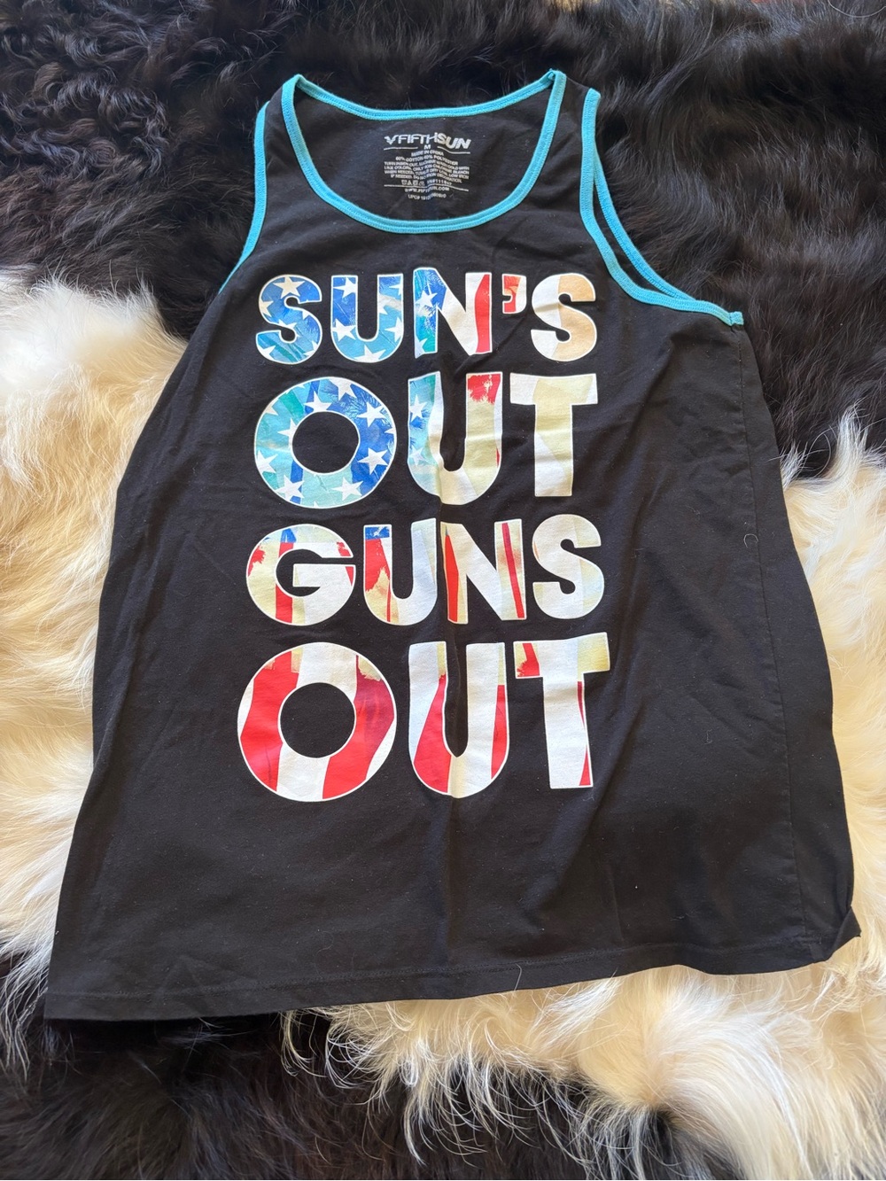 Mens Black Tank Top - "Sun's Out Guns Out"